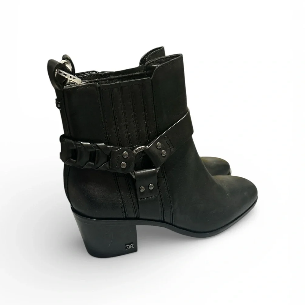 Sam Edelman, Dalma. Black Leather Ankle Boots - Picture 3 of 8